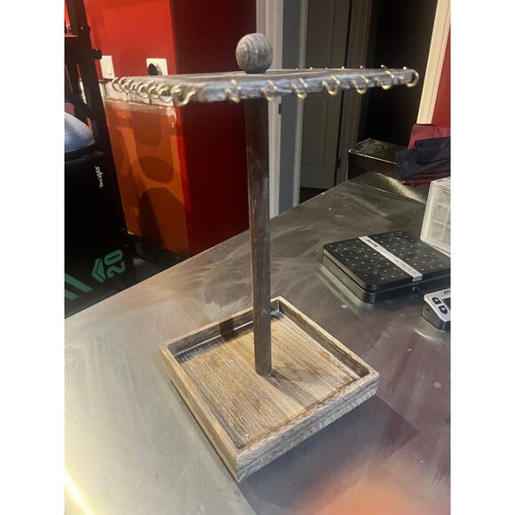 Ikee Design Wooden Rotating Jewelry Organizer Necklace & Bracelet gray brown - Picture 4 of 5